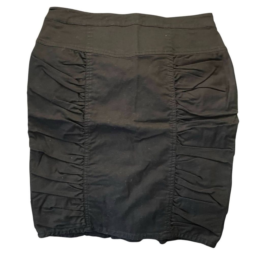 Black Ruched Women's Pencil Skirt by MNG mango Size 10 or EU 42